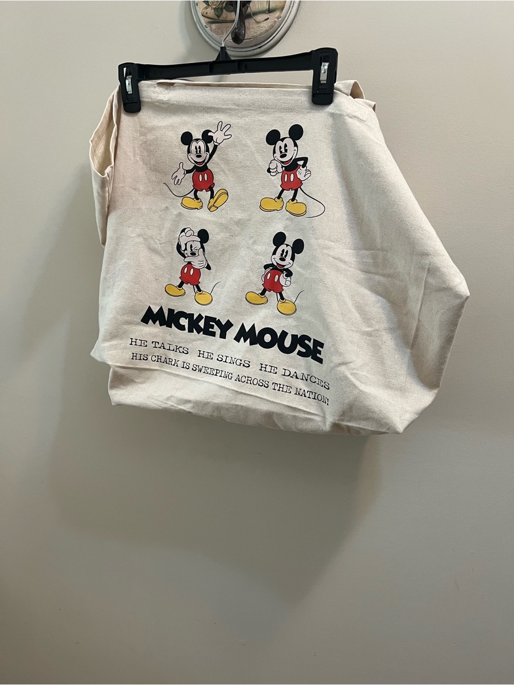 Mickey Mouse Canvas Tote Bag - Cream with Red & Yellow Accents NWT
